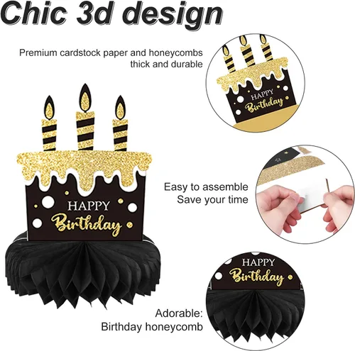 Vista 3 de 9 piezas de decoración de cumpleaños número 30 para centros de mesa de cumpleaños 30 para decoración de mesas, decoraciones de alegría a 30 años