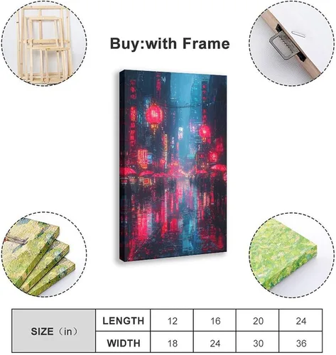 Vista 2 de Cyberpunk Pixel Art Print – Retro Futuristic Neon City – Vaporwave Digital Wall Decor Poster Print Decorative Painting Canvas Wall Art Living Room