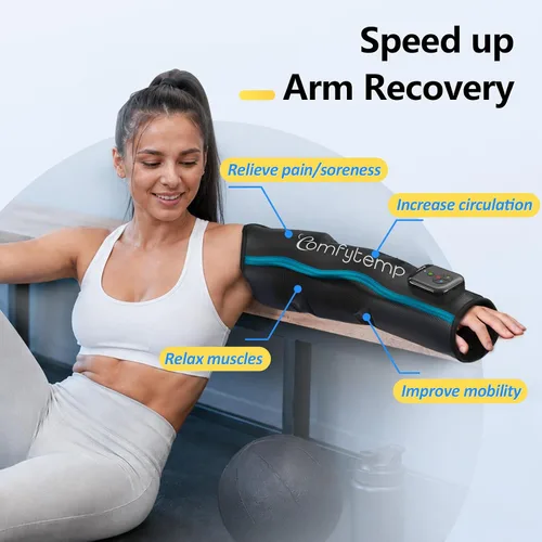 Vista 2 de Comfytemp Masajeador de brazos de compresión de aire para circulación y alivio del dolor, manga de compresión portátil de brazo completo para codo