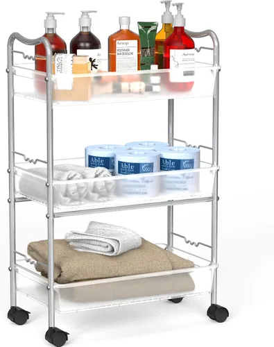 Vista 7 de Deco Brothers Carrito utilitario de almacenamiento de metal de 3 niveles con ruedas, negro