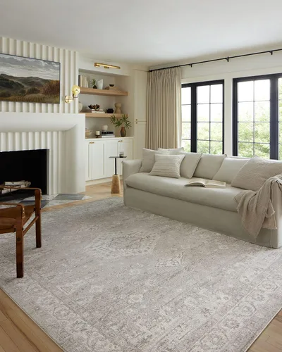 Vista 17 de Loloi Odette - Alfombra decorativa beige/plateada de 2'-3" x 3'-10" Beige y plateado