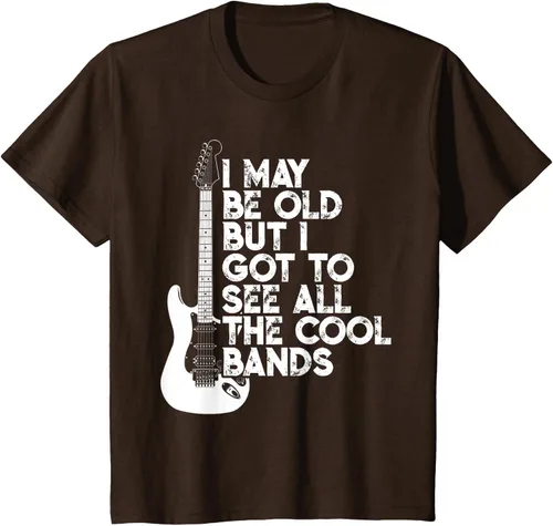 Vista 35 de Camiseta con texto en inglés "I May Be Old But I Got to See All The Cool Bands" Negro