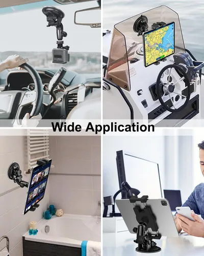 Vista 8 de Soporte de tableta resistente para coche/camión – [Ventosa superventosa] Soporte de tableta de parabrisas con adaptador de tornillo de 1/4 pulgadas