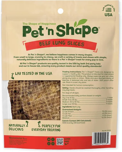 Vista 2 de Pet 'n Shape Golosinas de Pulmón de Res para Perros – Hechas y Obtenidas en los Estados Unidos - Golosina de Entrenamiento - 9 Onzas