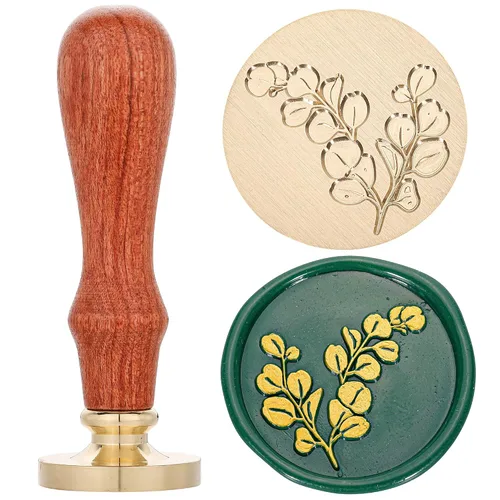 Vista 8 de Yoption Sello de cera de rama de olivo, cabeza de latón vintage, sello de cera de sellado de empuñadura de madera para boda, Navidad, fiesta