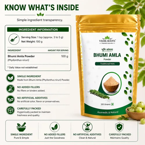 Vista 4 de Polvo orgánico Bhumi Amla – Rico en Vitamina C Antioxidante – Apoya la función inmune saludable 3.53 oz (paquete de 1)