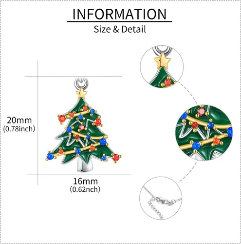 Vista 5 de YAFEINI Collar de Navidad, árbol de Navidadpan de jengibre de plata de ley, joyería de Navidad para mujer