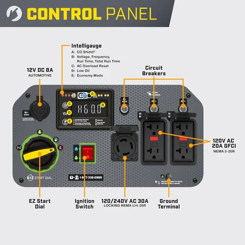 Vista 7 de Champion Power Equipment Generador portátil de respaldo de combustible dual de 9375 vatios con escudo de CO