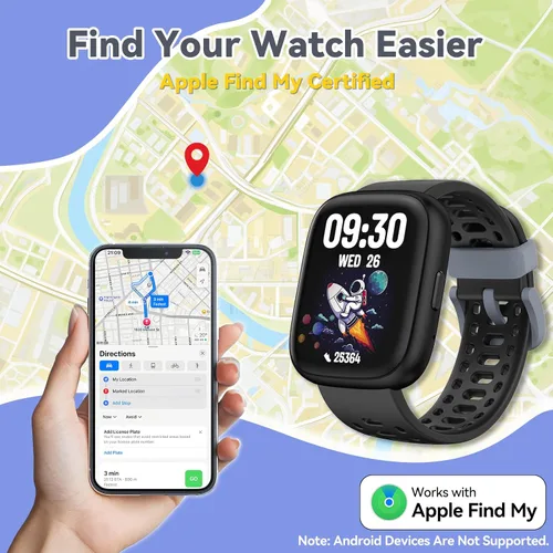 Vista 5 de Reloj de seguimiento de fitness, no requiere aplicación/teléfono, podómetro, relojes compatibles con Apple Find My, frecuencia cardíaca, monitor
