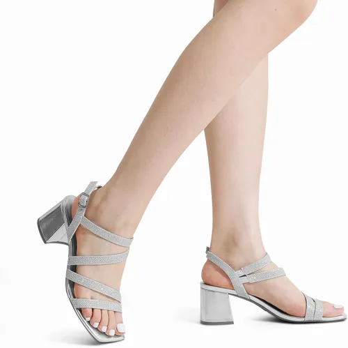 Vista 7 de DREAM PAIRS Sandalias de tacón grueso con tiras para mujer, sandalias de tacón bajo y puntera abierta, zapatos de fiesta