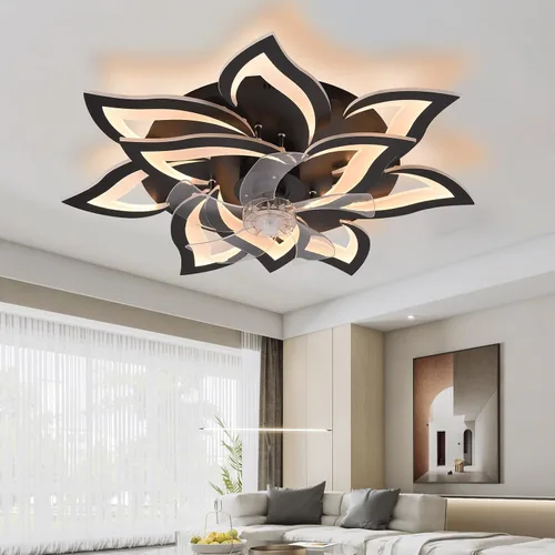 Vista 7 de Bevenus Ventiladores de techo con luces, moderno ventilador de techo de montaje empotrado con control remoto/aplicación, ventilador de techo LED