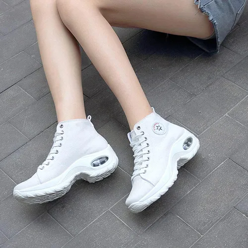 Vista 3 de Zapatos deportivos de lona para mujer, con cordones, casuales, con cojín de aire