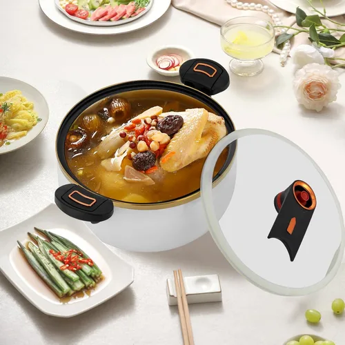 Vista 4 de Olla de cocina, 8L/8.45 cuartos de galón, multifunción, olla antiadherente de gran capacidad con tapa transparente, olla redonda universal