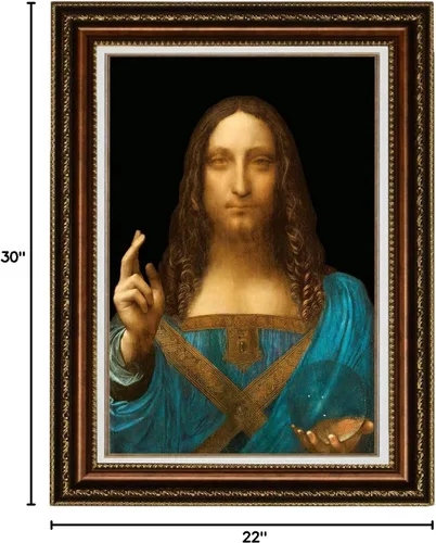 Vista 5 de ELITEART -Salvator Mundi por Leonardo Da Vinci Reproducción de pintura al óleo Giclée Wall Art Impresiones en lienzo tamaño marcado: 22 x 30 pulgadas