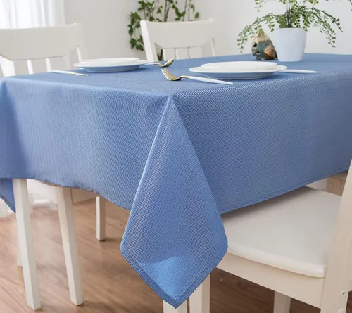 Vista 4 de Tektrum Mantel cuadrado con textura de jacquard de espiga de 70 x 70 pulgadas, impermeable, a prueba de derrames, resistente a las manchas, sin