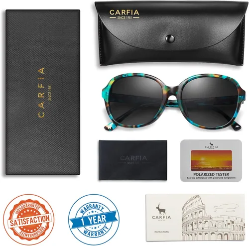 Vista 6 de CARFIA Womens Sunglasses Polarized UV Protection Hand-crafted Acetate Frame Trendy Retro Sun Glasses