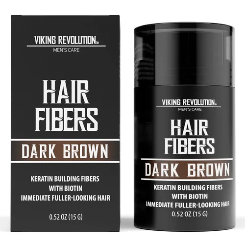 Vista 11 de Viking Revolution Fibras de cabello castaño rojizo para hombres adelgazantes, fibra gruesa para cubrir puntos calvos, fibras de construcción