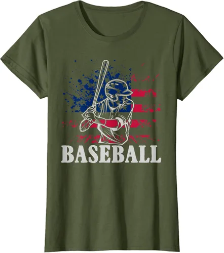 Vista 74 de Camiseta de béisbol deportiva estadounidense con bandera estadounidense, Negro, S
