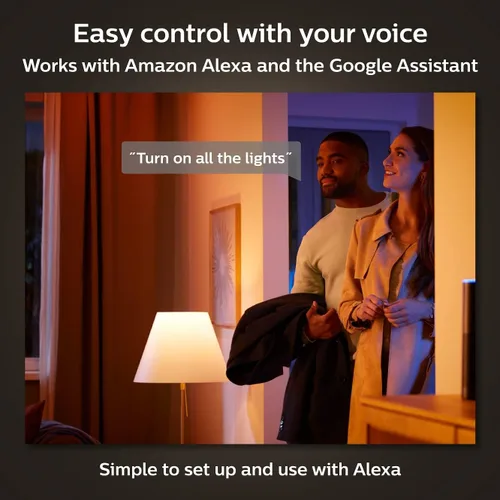 Vista 6 de Philips Hue Bombilla inteligente LED A19 E26 de color blanco y color, Bluetooth y Zigbee y White & Color Ambiance BR30 bombillas inteligentes, 16