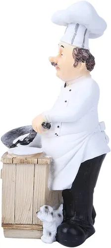 Vista 7 de Oumefar Estatua de chef de resina, adorno decorativo de cocinero, decoración de cocina, figura coleccionable para el hogar, cocina, restaurante