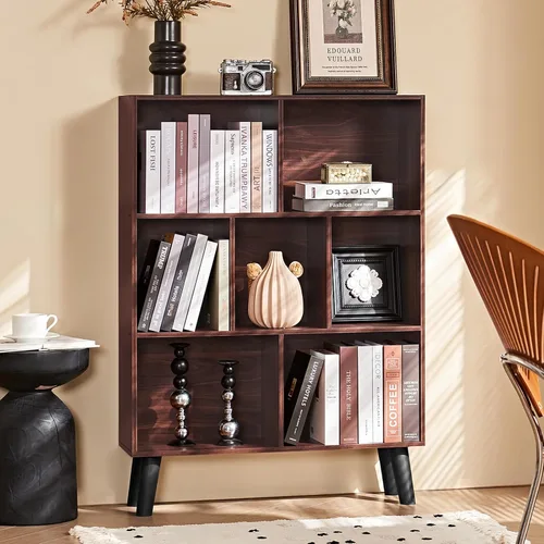 Vista 54 de LEYAOYAO Estantería de 5 cubos de 3 niveles con patas, estante negro menta para libros para niños, bonito organizador de almacenamiento, estantes