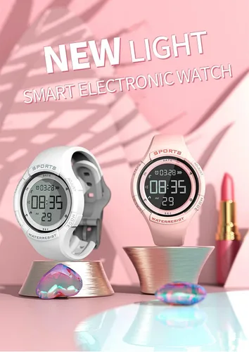 Vista 2 de Nuevo reloj digital impermeable multifunción mens relojes inteligentes alarma podómetro cronómetro cuenta regresiva estudiante deporte reloj LED