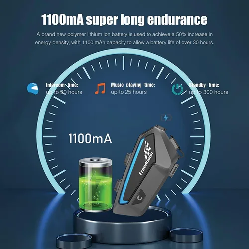 Vista 4 de FreedConn FX 10 Riders - Auriculares Bluetooth para motocicleta con intercambio de música, intercomunicador Bluetooth con cancelación de ruido/radio