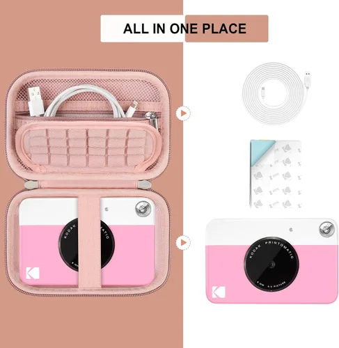 Vista 2 de Funda de viaje rígida para cámara digital KODAK Printomatic a todo color con impresión instantánea, funda protectora con bolsillo de malla