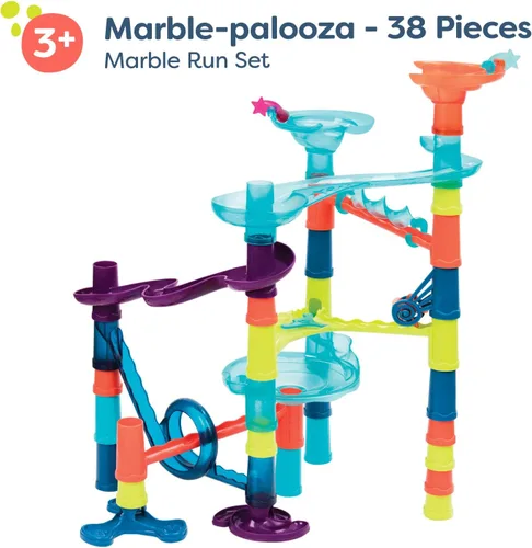 Vista 9 de B. toys Marble-Palooza Marble Run, juego grande de 38 piezas STEM Tracks