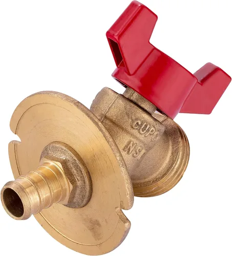Vista 3 de EFIELD Paquete de 5 válvulas de 1/4 de vuelta Sillcock Hose Bibb con brida 1/2 pulg. Entrada de crimpado Pex x 3/4 pulg. Salida MHT