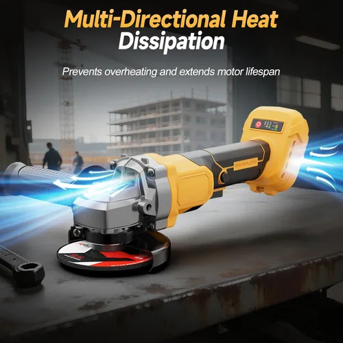 Vista 6 de Amoladora angular inalámbrica, amoladora eléctrica sin escobillas de 4-1/2 pulgadas, compatible con batería DeWalt de 20 V MAX, 3 velocidades, 7000