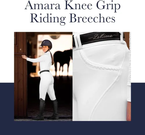 Vista 3 de LeMieux Amara - Pantalones de equitación para mujer en color beige, pantalones ecuestres para montar a caballo, pantalones de equitación Jodhpur