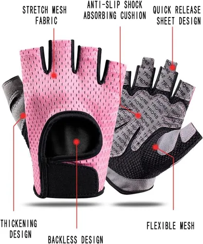 Vista 2 de KEYDUACU Guantes de entrenamiento, levantamiento de pesas, guantes de ejercicio sin dedos, para hombres y mujeres, guantes de fitness