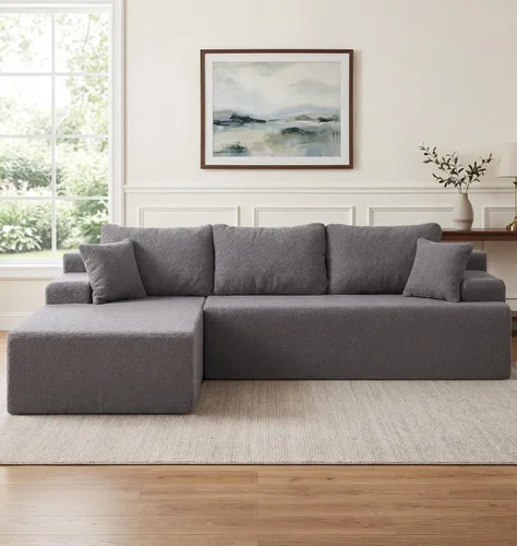 Vista 40 de Hobestluk - Sofá modular sin hueso, sofá seccional en forma de L 96" Right Facing Chaise Black,Memory Foam,Removable Cover,Non-slip Bottom,No