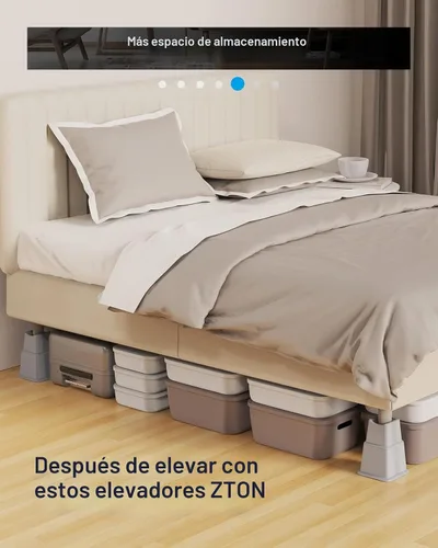 Vista 5 de ZTON Elevadores ajustables para muebles de cama, altura de 3, 5 u 8 pulgadas, elevadores resistentes tanto para postes como para ruedas de muebles