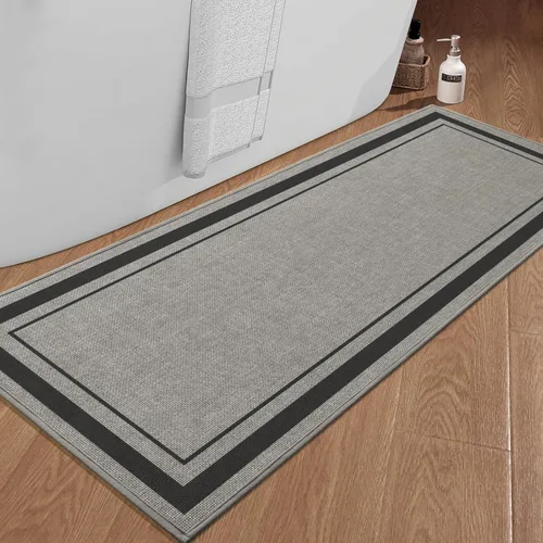 Vista 23 de chakme Juego de 2 alfombras de baño ultrafinas, absorbentes, antideslizantes, lavables a máquina, color beige oscuro, 17 x 24 pulgadas + tapete