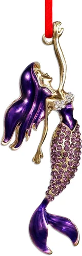 Vista 9 de SICOHOME Adornos de sirena de Navidad, adornos de sirena para árbol de Navidad, decoración de árbol de Navidad de metal con diamantes de imitación