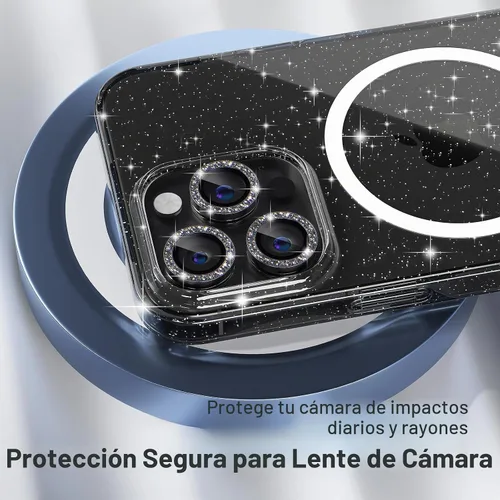 Vista 3 de Choiche Funda para iPhone 15 Pro Max compatible con MagSafe, color negro Purpurina negra
