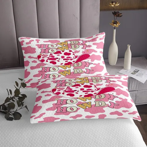 Vista 4 de Colcha de vaqueras occidentales para niños, tamaño individual, con estampado de piel de vaca rosa, decoración de habitación de niños y adultos