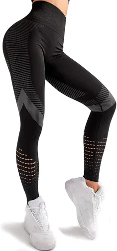 Vista 2 de Redqenting - Leggings de cintura alta para mujer, pantalones deportivos de entrenamiento sin costuras, para yoga, mallas a prueba de sudor