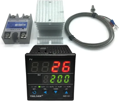 Vista 4 de Pid Digital Temperature Controller Max Adjust Temperature 1372 Degrees Celsius+Heat Sink+2M K Thermocouple+Max 40A SSR(HD101)