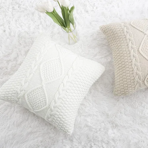 Vista 6 de MANDIOO Fundas de Almohada Decorativas de Algodón Tejido Beige, Fundas de Cojín Suaves y Acogedoras para Exteriores, Fundas de Almohada Modernas