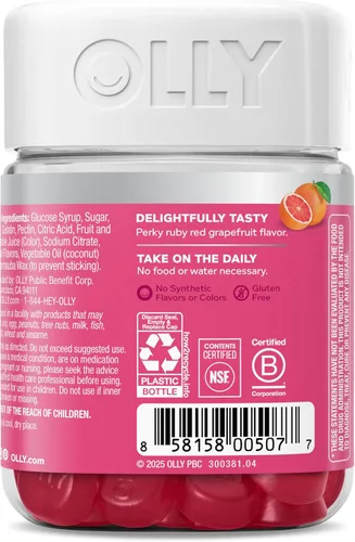 Vista 11 de OLLY Undeniable Beauty - Gomitas de belleza para el cabello, piel, uñas; con biotina, vitamina C, queratina; suplemento masticable, sabor pomelo