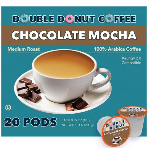 Vista 93 de Double Donut Coffee Cápsulas de Café Half Caff, Cápsulas de Café de Media Cafeína de Porción Individual para Cafeteras Keurig K Cup, Tostado Medio