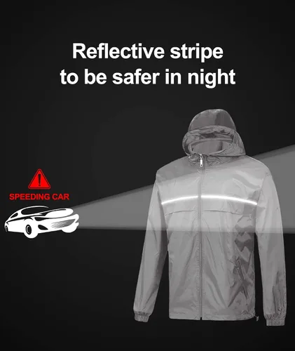 Vista 2 de SWISSWELL - Chaqueta impermeable rompe vientos para hombre, ligera, con capucha