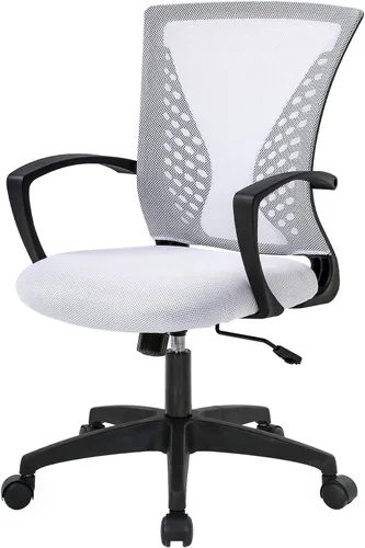 Vista 10 de Meet Perfect Silla de oficina con respaldo medio de malla con soporte lumbar ergonómico y reposabrazos, silla de computadora ajustable, silla