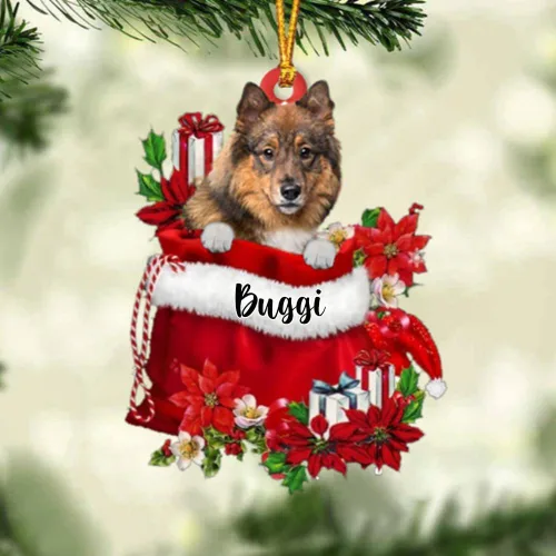 Vista 203 de Perro Akita Inu personalizado en bolsa de regalo, adorno de Navidad, nombre personalizado, regalo para amantes de los perros, familia, Navidad