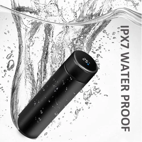 Vista 4 de Smart Digital Botella de agua aislada al vacío de 16.9 fl oz, pantalla de temperatura, a prueba de fugas, sin BPA (negro)