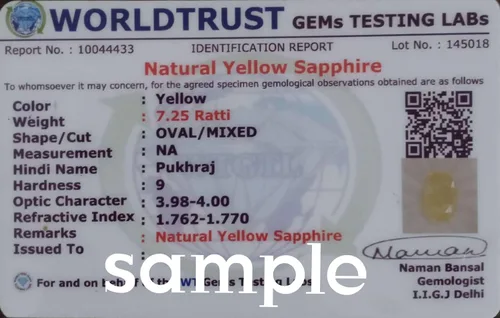 Vista 8 de LMDPRAJAPATIS Joyería fina con certificación natural, 4.75 quilates, zafiro amarillo astrológico y diamante americano, collar con colgante de piedra