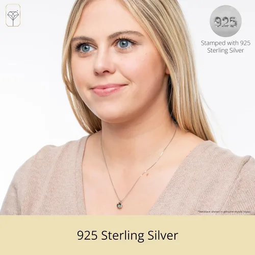 Vista 2 de MAX + STONE 925 Sterling Silver Cushion Cut Birthstone Necklace for Women 6mm Hypoallergenic Solitaire Necklace Gemstone Pendant Necklaces with